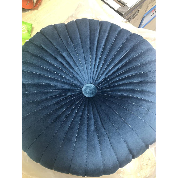 House of Hampton® Velvet Round Throw Pillow Pleated Round Pillow
